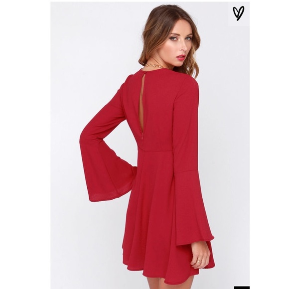 Lulu’s Best of My Love Red Bell Sleeve Dress - Picture 2 of 5